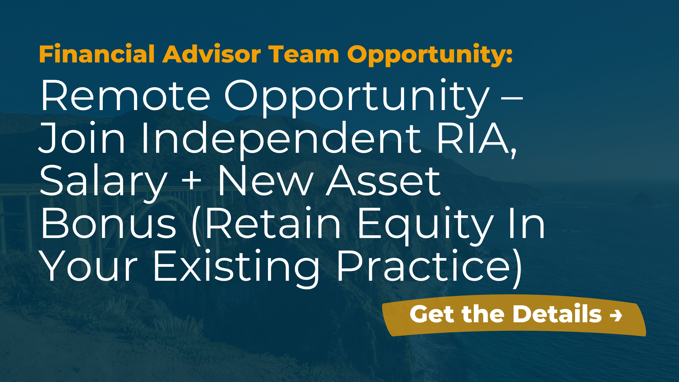 Remote Opportunity Join Independent RIA, Salary + New Asset Bonus